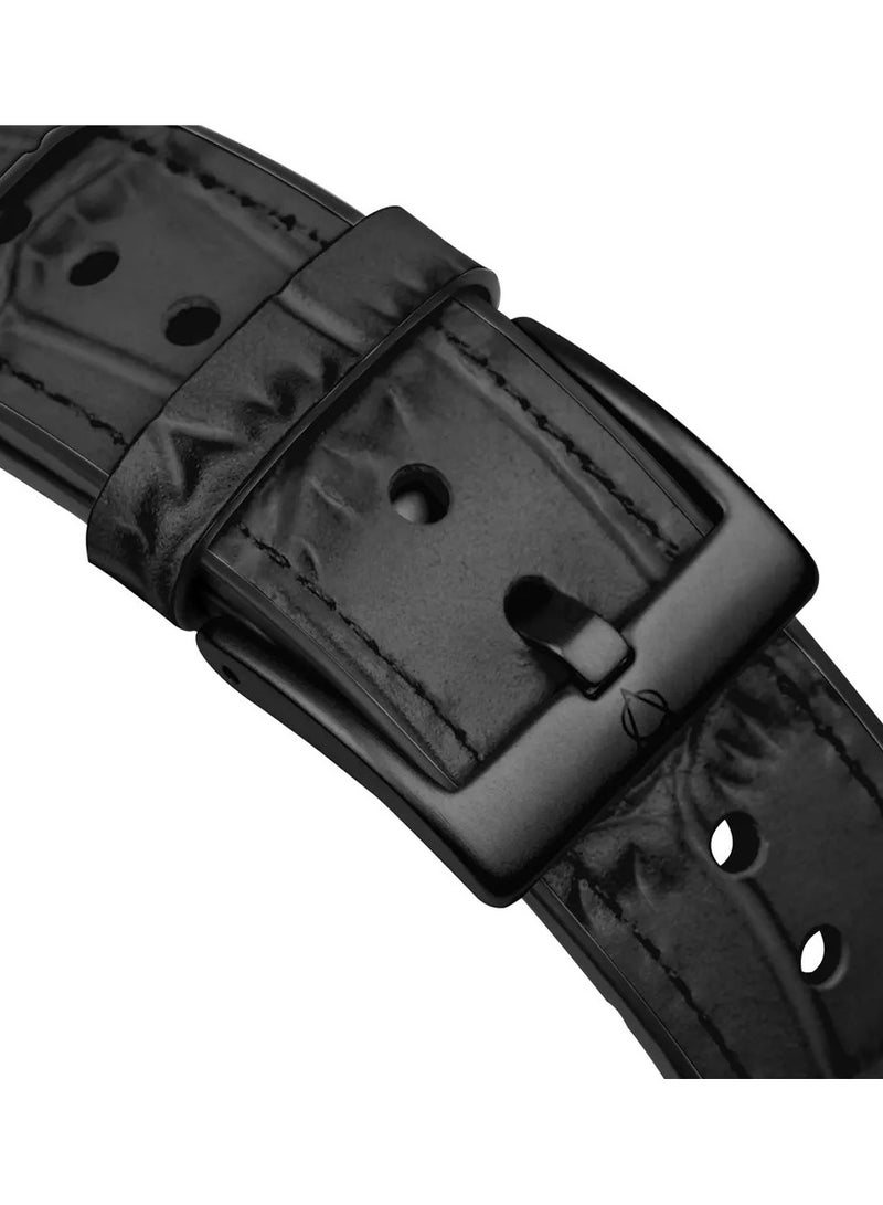 A-Case its My Case Javan Series Genuine Leather Band Compatible with Apple watch Series Ultra 1/2 .7.6.5.4.3.SE Sizes 42/44/45/49MM B - Black - Image 4