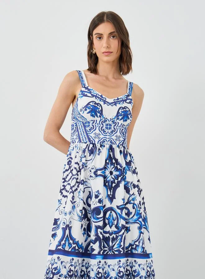 Take Two Take Two All-Over Print Strappy A-Line Maxi Dress