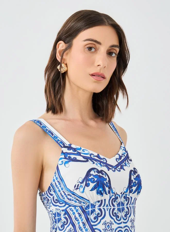 Take Two Take Two All-Over Print Strappy A-Line Maxi Dress