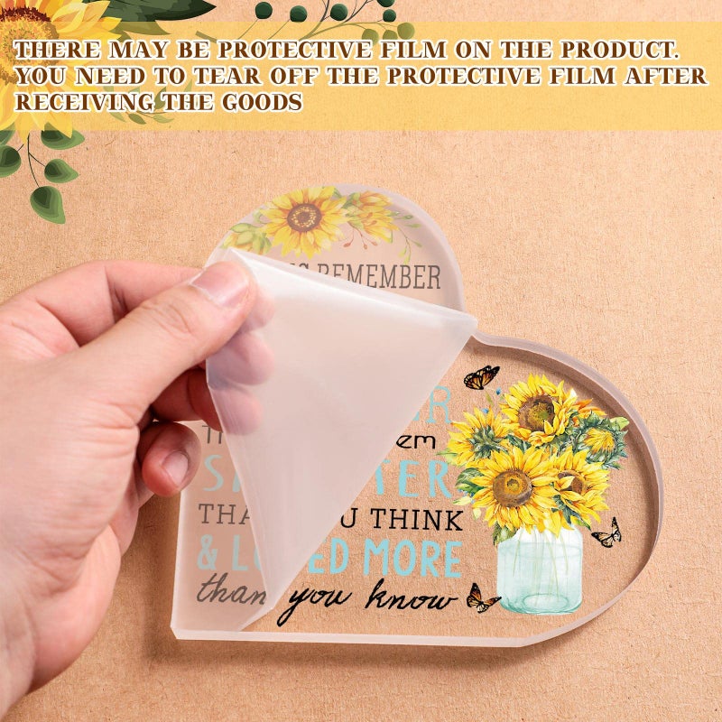 Yulejo Thank You Employee Appreciation Gift Sunflower Inspirational Gift for Women Acrylic Heart Desk Sign Decor Motivational Encouragement Desk Keepsake for Coworker Staff Teacher Friend Office - Image 4