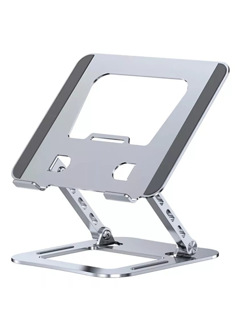Generic Adjustable Aluminum Laptop Stand | Foldable & Lightweight | 10"-17" Laptops | Silver  - Image 1