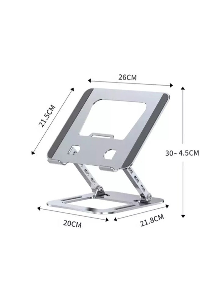 Generic Adjustable Aluminum Laptop Stand | Foldable & Lightweight | 10"-17" Laptops | Silver  - Image 2