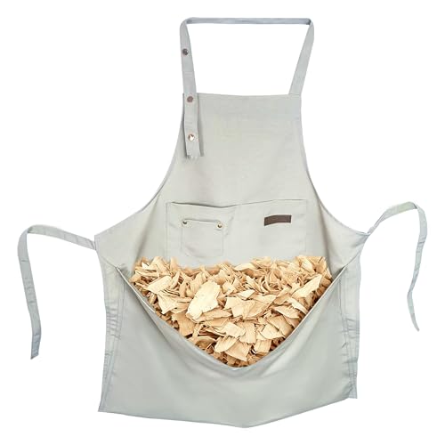 DAFENCHI Wood Carving Apron with Chip Catcher, Canvas Woodworking Carving Apron with Large Pouch for Catching Wood Chips, Adjustable Straps, for Woodworkers, Gift for Men - Image 1