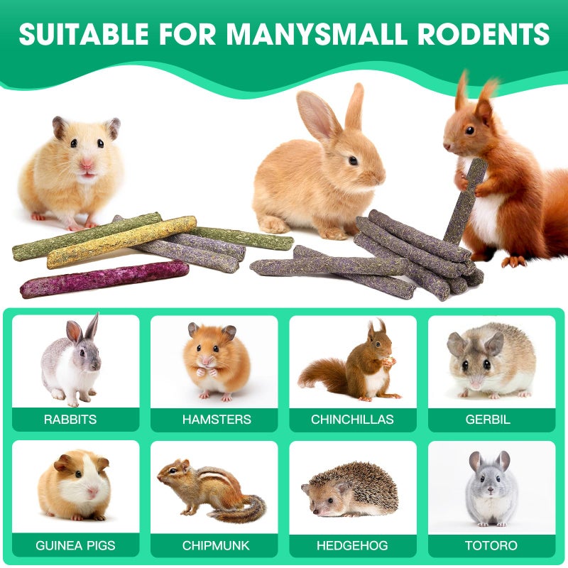 Jorewood 33 Pcs Rabbit Chew Sticks, Rabbit, Guinea Pig Toys, Natural Timothy Grass Molar Teeth Stick, Mixing Natural Flowers Chewing Toy, Small Animals Treats - Image 5