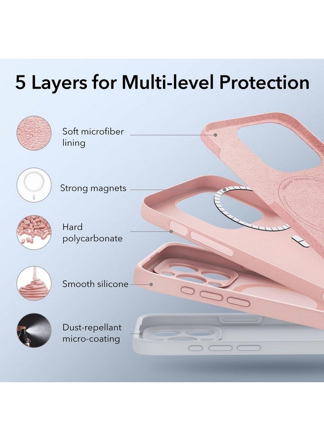 ESR ESR for iPhone 15 Pro Case with MagSafe, Supports Magnetic Charging, Slim Liquid Silicone Case, Shock Absorbing, Screen and Camera Protection, Cloud Series, Pink  - Image 4
