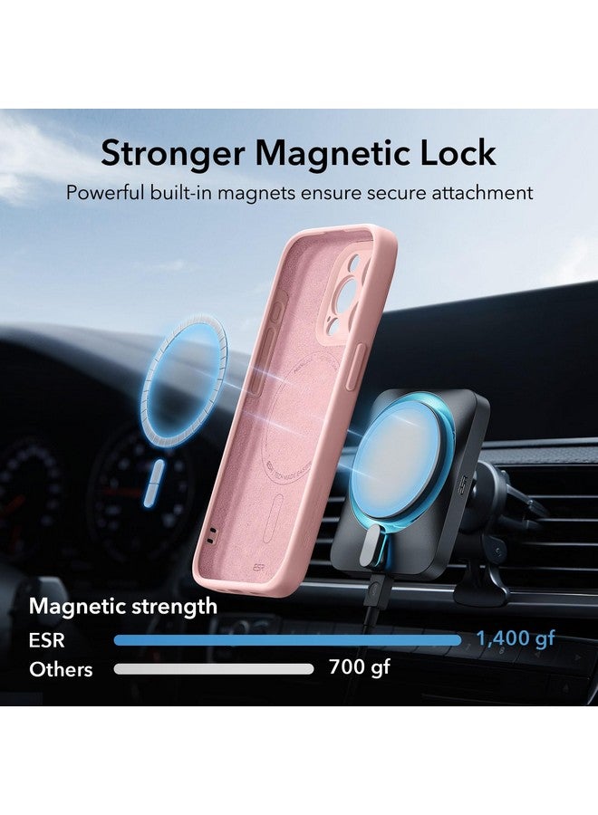 ESR ESR for iPhone 15 Pro Case with MagSafe, Supports Magnetic Charging, Slim Liquid Silicone Case, Shock Absorbing, Screen and Camera Protection, Cloud Series, Pink  - Image 2