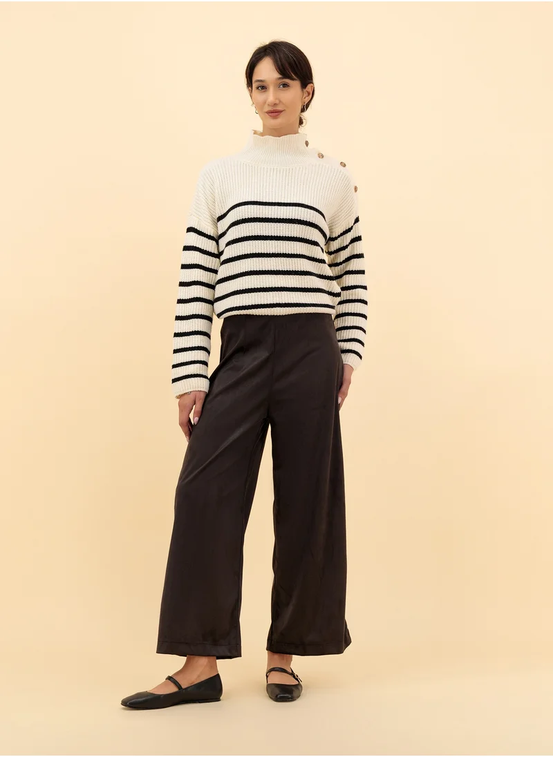 ZINALI High-Waist Straight Suede Pants