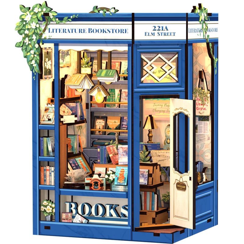 CUTEBEE Book Nook Kit DIY Miniature House Dollhouse Kit for Adults and Teens Booknook Tiny House Bookshelf Decor 3D Wooden Puzzle Gifts for Family Friends Literature Bookstore - Image 2