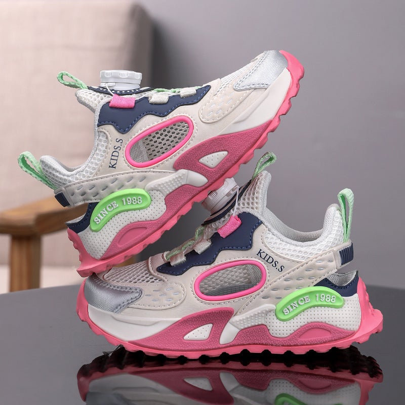 Boys And Girls Sports Shoes Summer Breathable Frame Shoes Button Shoes Non-Slip Wear-Resistant Breathable Lightweight Children'S Shoes - Image 5