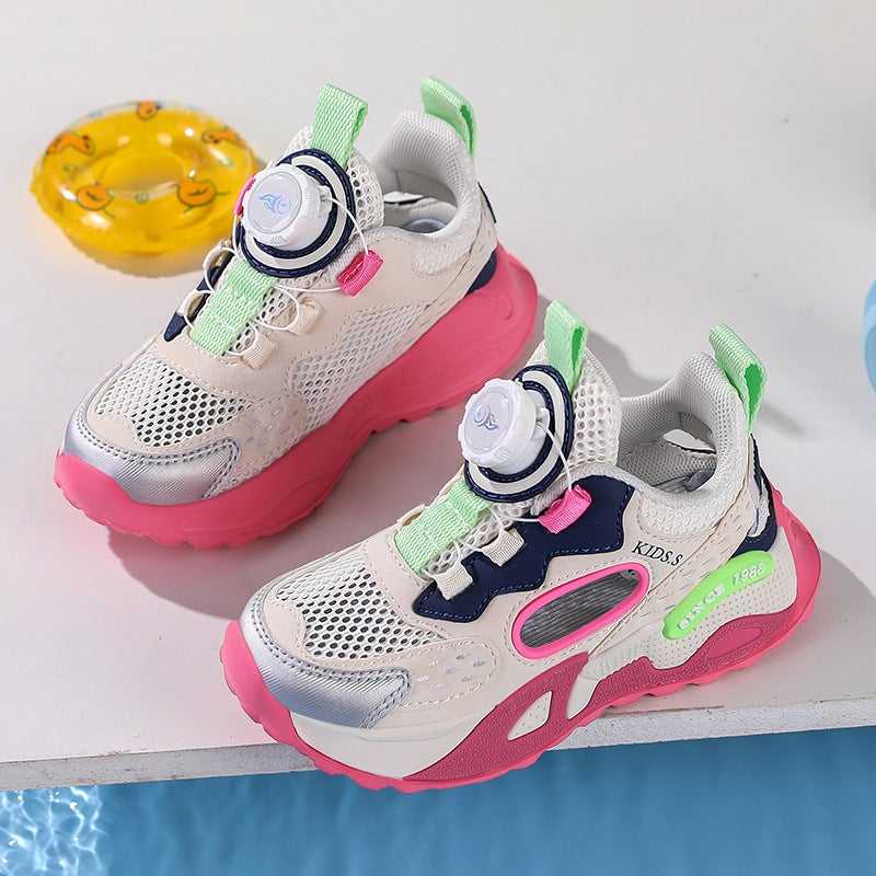 Boys And Girls Sports Shoes Summer Breathable Frame Shoes Button Shoes Non-Slip Wear-Resistant Breathable Lightweight Children'S Shoes - Image 2
