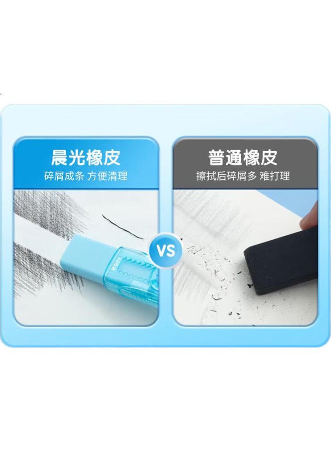 M.G ممحاة شفافة من M&G على شكل آيس كريم، منخفضة البقايا، أقل فوضى، ذات قفل ذاتي، نواة قابلة للتبديل، ممحاة دفع 1 قطعة، زرقاء Axpq4223 - Image 1