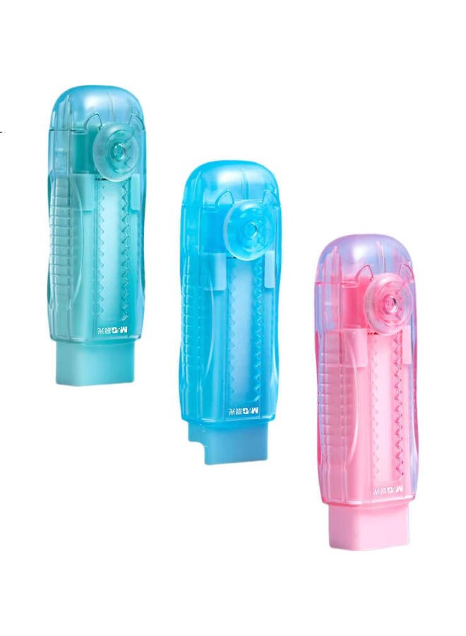 M.G ممحاة شفافة من M&G على شكل آيس كريم، منخفضة البقايا، أقل فوضى، ذات قفل ذاتي، نواة قابلة للتبديل، ممحاة دفع 1 قطعة، زرقاء Axpq4223 - Image 2