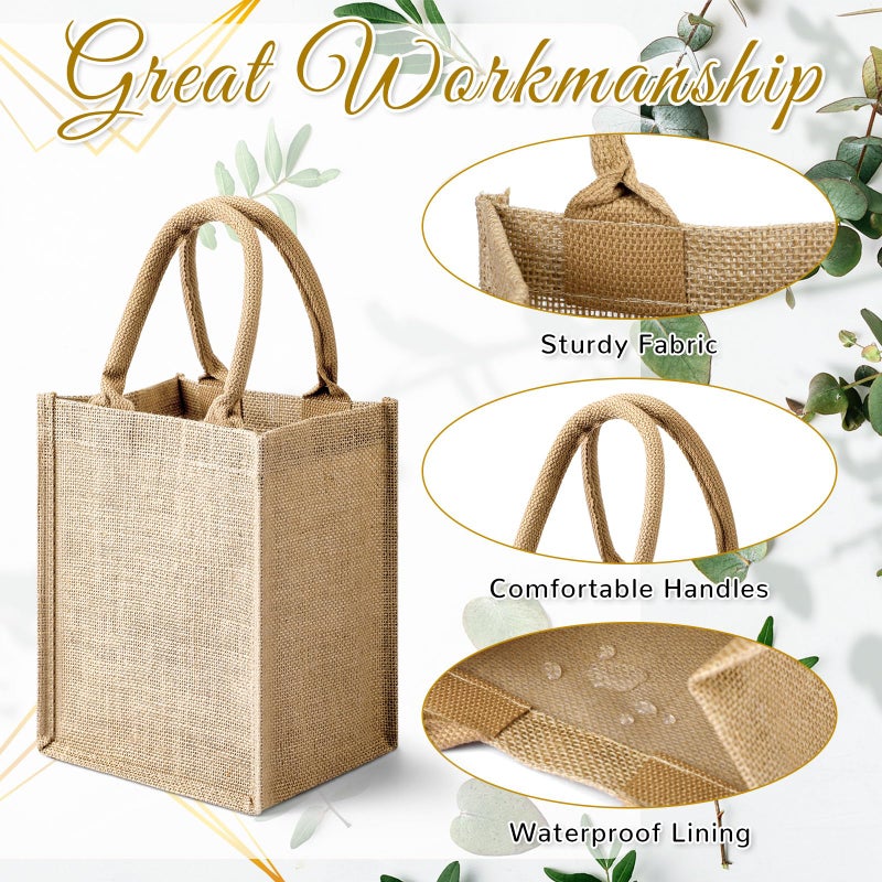 GliCraft GliCraft 20 Pack Burlap Tote Bags with Handles Reusable Jute Gift Bags Thank You Gift Tags Chiffon Silk Ribbons for Wedding Invitations Parties and Baby Showers Bridesmaid Gifts Wrapping (Sage Green)  - Image 3