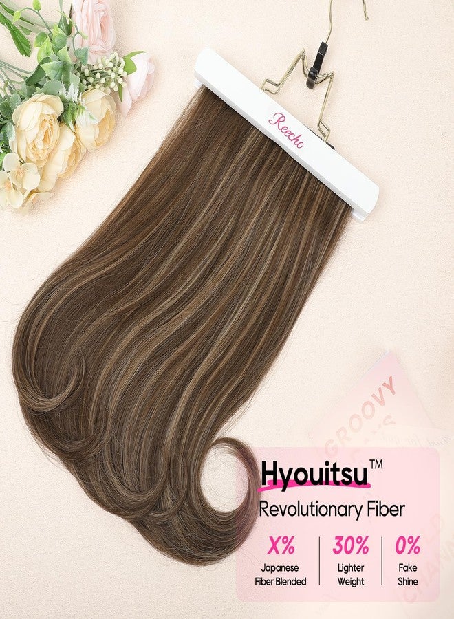 REECHO Clip-in Hair Extensions, 4PCS Lace Weft, 14" Short Wavy Hairpieces, Invisible Clip Ins, Natural Soft, Chocolate Brown with Highlights - Image 3