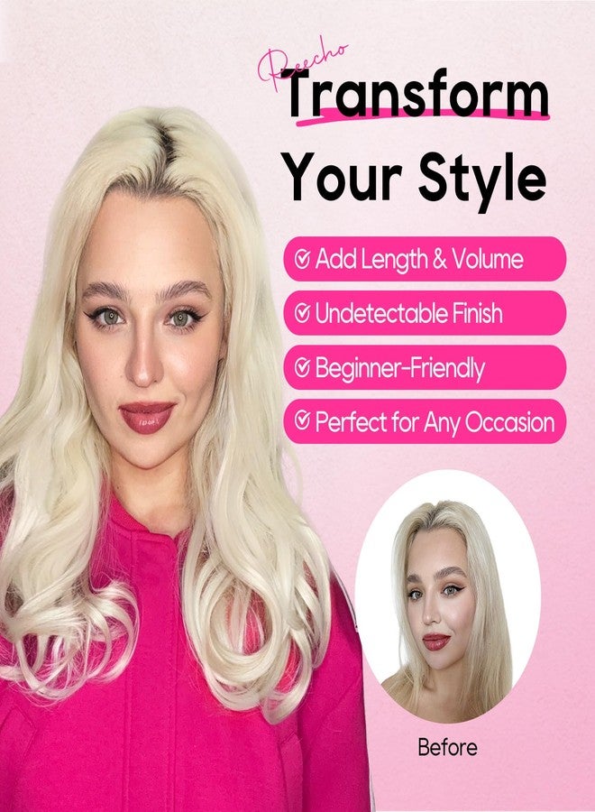 REECHO Clip-in Hair Extensions, 4PCS Lace Weft, 14" Short Wavy Hairpieces, Invisible Clip Ins, Natural Soft, Chocolate Brown with Highlights - Image 4