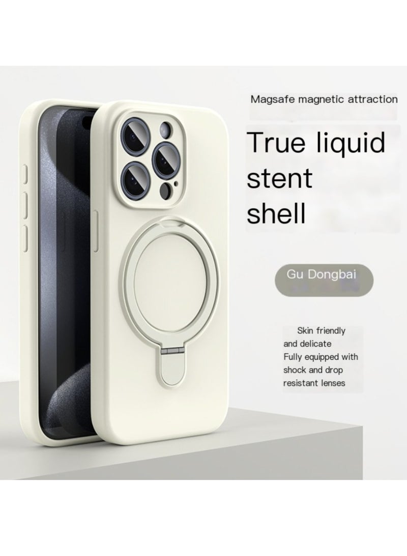 iPhone  Magsafe Case, Multi-Purpose Invisible Stand, Liquid Silicone, Drop & Water Resistant, White - Image 1
