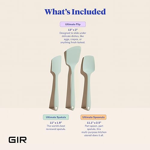 GIR: Get It Right 3-Piece Ultimate Silicone Kitchen Utensils Set - Spatula, Flip & Spoonula - Non toxic Cooking Utensils for Nonstick Cookware, Cooking and Baking - Mint - Image 2