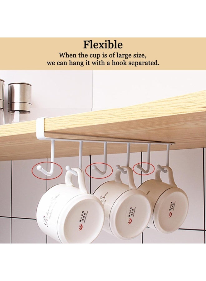 Beauenty 2Pack Mug Hooks, Multiple Hooks/Each Piece for Cups Kitchen Utensils Keys Storage, Nail Free Coffee Cups Holder for 0.8 inch Thickness Cabinet Shelf or Less, Black - Image 4