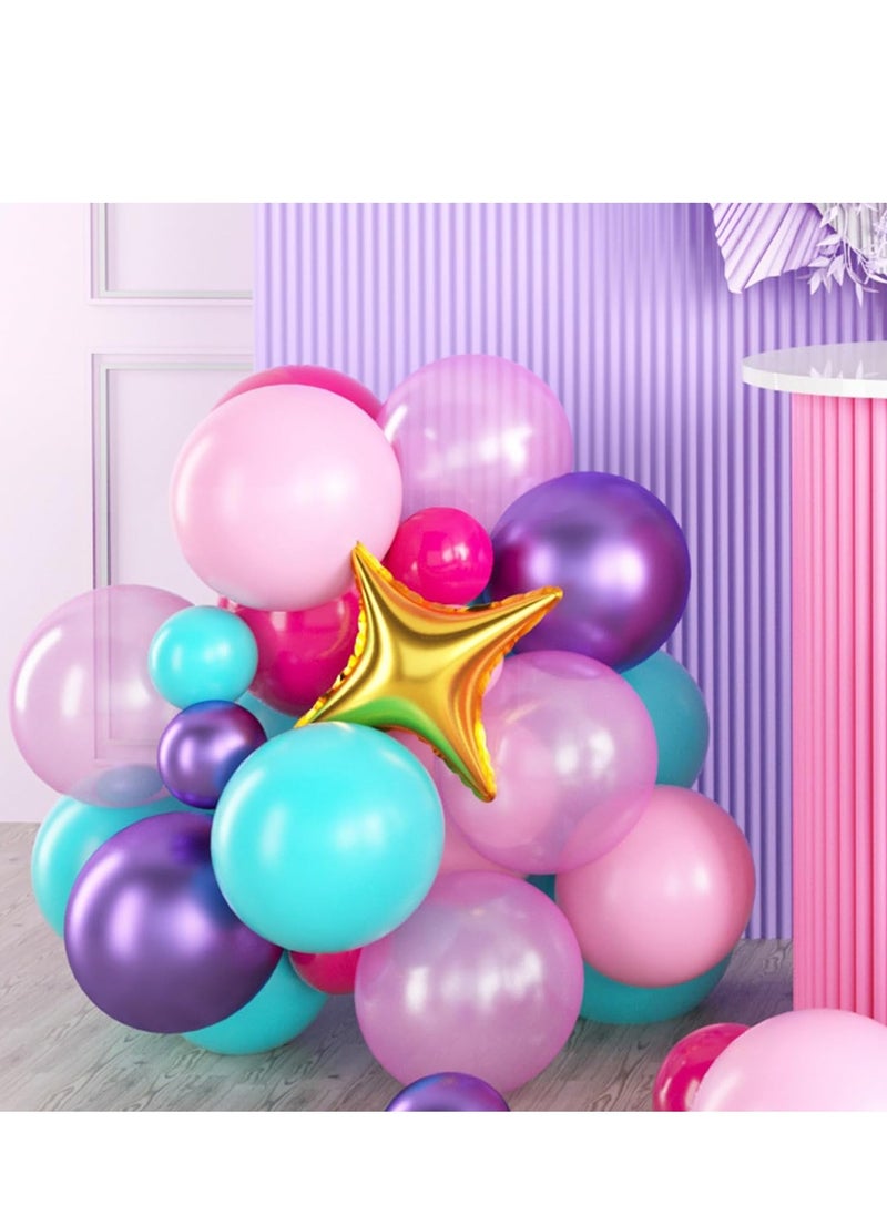 SYOSI - Pink Purple Balloon Arch Kit, Blue Hot Teal Balloons Arch, Garland With Confetti and Foil for Girls Birthday Party Decorations - Image 1