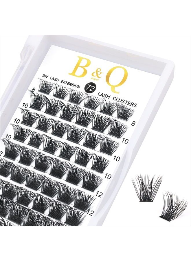 B&qaugen Lash Clusters DIY Eyelash Extensions 72 Clusters Lashes C D Curl B&Q LASH Mega Volume Individual Lashes Eyelash Clusters Extensions Wispy Lashes Cluster DIY at Home (NM-D-8-16MIX) - Image 1