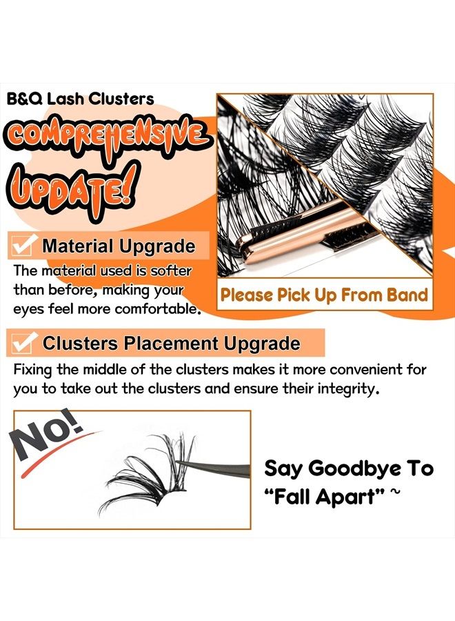 B&qaugen Lash Clusters DIY Eyelash Extensions 72 Clusters Lashes C D Curl B&Q LASH Mega Volume Individual Lashes Eyelash Clusters Extensions Wispy Lashes Cluster DIY at Home (NM-D-8-16MIX) - Image 2