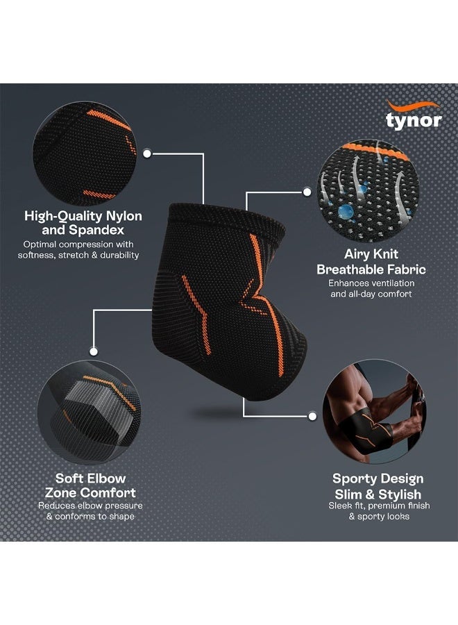 TYNOR Elbow Support Air, Black & Orange, Large, 1 Unit - Image 3