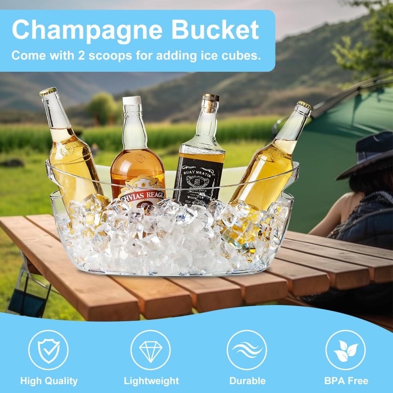 1ZIZIFA8 2-Pack Ice Buckets for Parties - Extra Large 5.5L Clear Beverage Tubs with Scoops, Perfect for Champagne, Beer, Sparkling Wine, and Cocktails - Mimosa Bar Essentials - Image 3