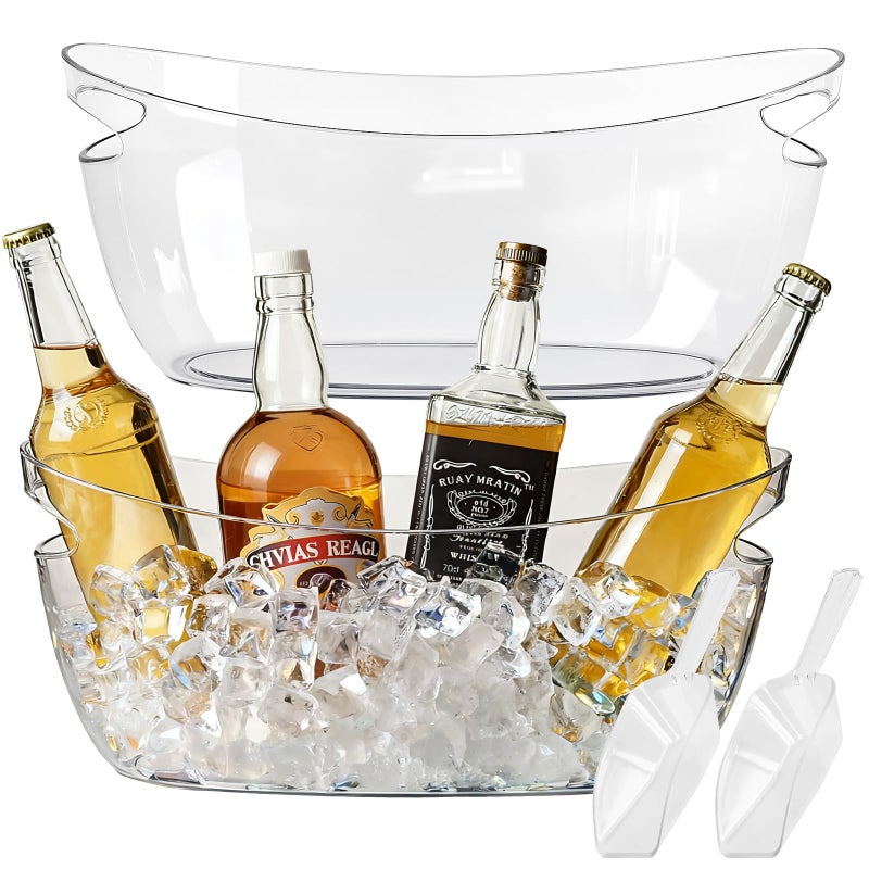 1ZIZIFA8 2-Pack Ice Buckets for Parties - Extra Large 5.5L Clear Beverage Tubs with Scoops, Perfect for Champagne, Beer, Sparkling Wine, and Cocktails - Mimosa Bar Essentials - Image 1