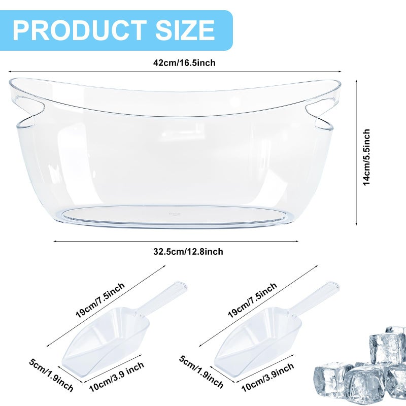1ZIZIFA8 2-Pack Ice Buckets for Parties - Extra Large 5.5L Clear Beverage Tubs with Scoops, Perfect for Champagne, Beer, Sparkling Wine, and Cocktails - Mimosa Bar Essentials - Image 2