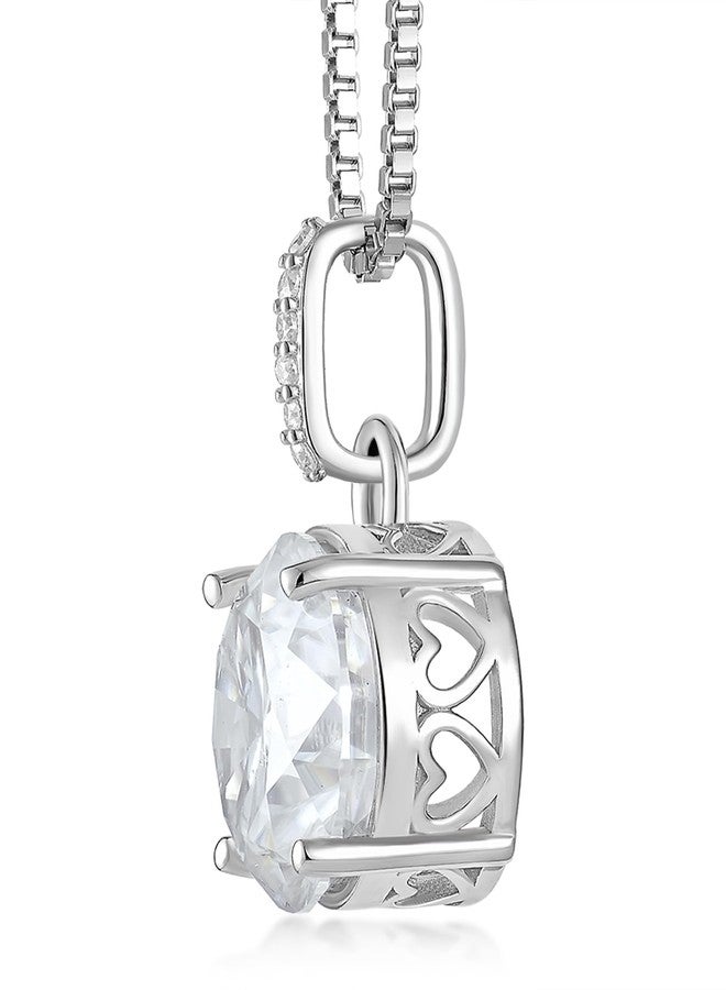 YL Solitaire Round Pendant Necklace for Women 925 Sterling Silver 12mm 6 Carat Round Brilliant Cut Moissanite Jewelry for Mom - Image 2