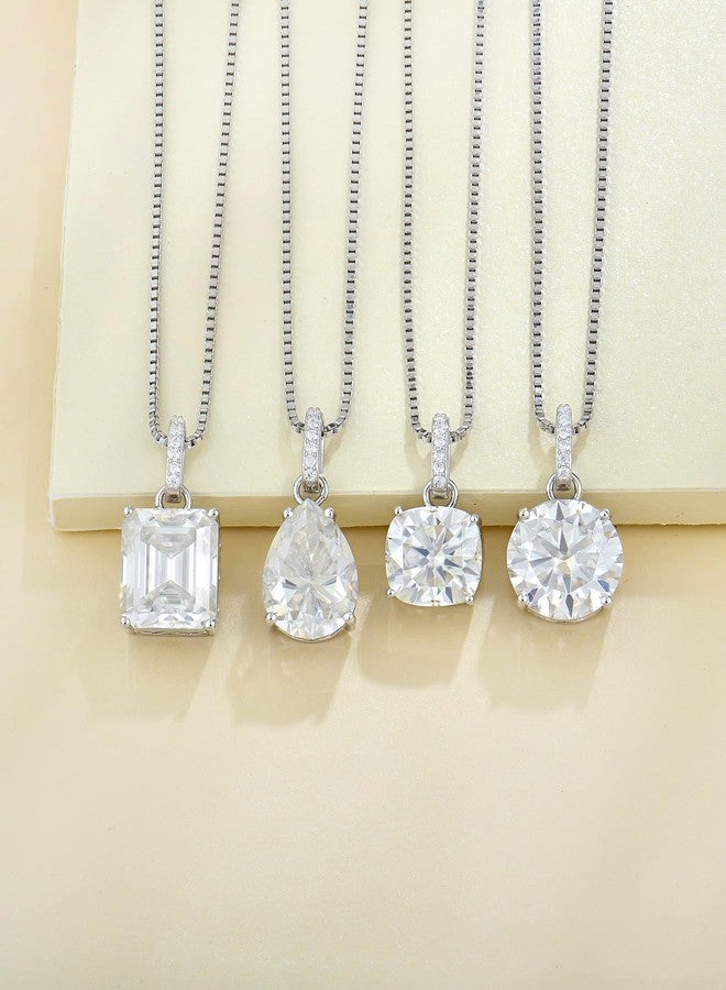 YL Solitaire Round Pendant Necklace for Women 925 Sterling Silver 12mm 6 Carat Round Brilliant Cut Moissanite Jewelry for Mom - Image 4