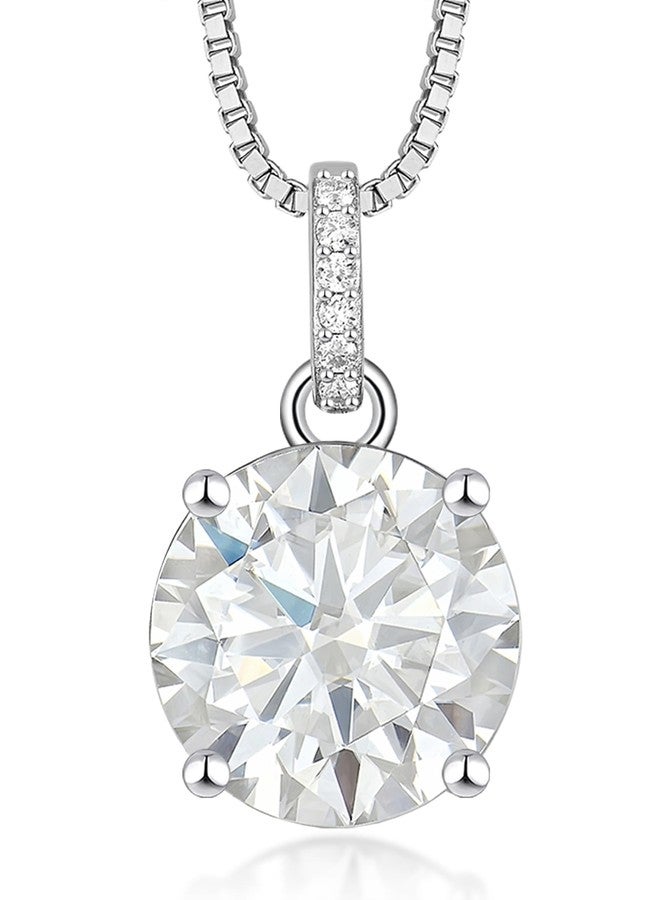 YL Solitaire Round Pendant Necklace for Women 925 Sterling Silver 12mm 6 Carat Round Brilliant Cut Moissanite Jewelry for Mom - Image 1