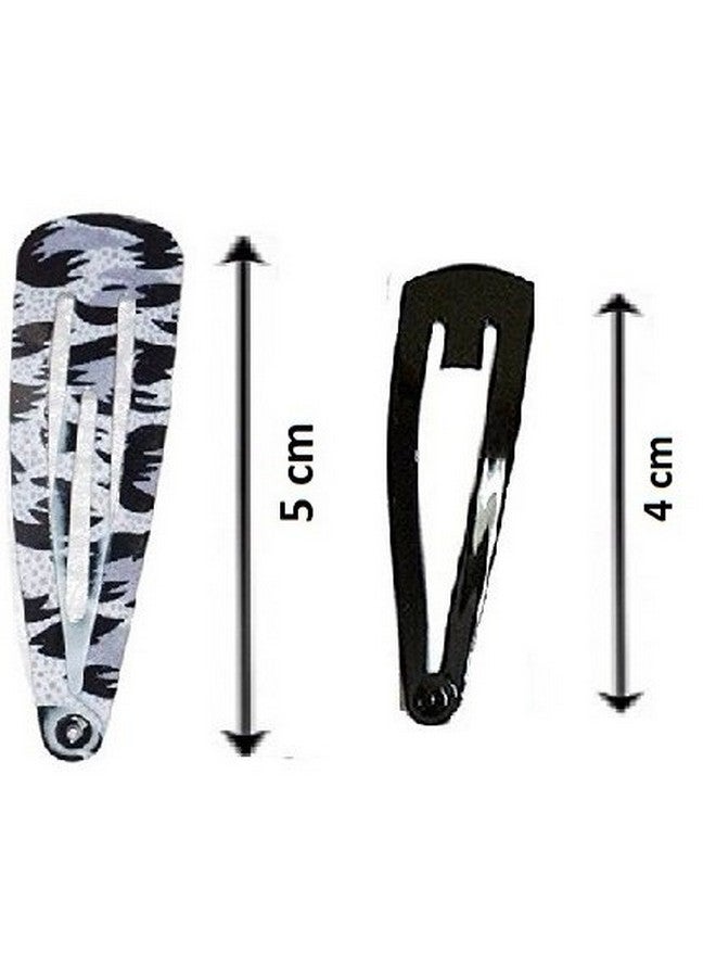 FOK Set of 24 Pcs Tik Tak Hair Pins (6 Pairs-5cm of Printed Random Multi Color and 6 Pairs-4cm of Black Color) Premium Metal Triangular Tik Tak Hair Pins or Clips Hair Accessories for Girls and Women - Image 5