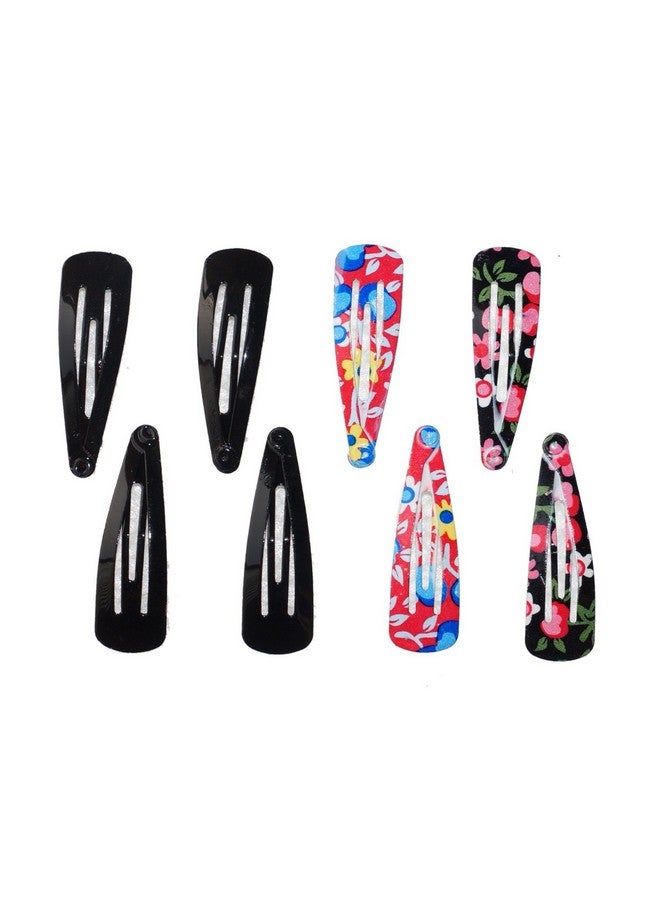 FOK Set of 24 Pcs Tik Tak Hair Pins (6 Pairs-5cm of Printed Random Multi Color and 6 Pairs-4cm of Black Color) Premium Metal Triangular Tik Tak Hair Pins or Clips Hair Accessories for Girls and Women - Image 3