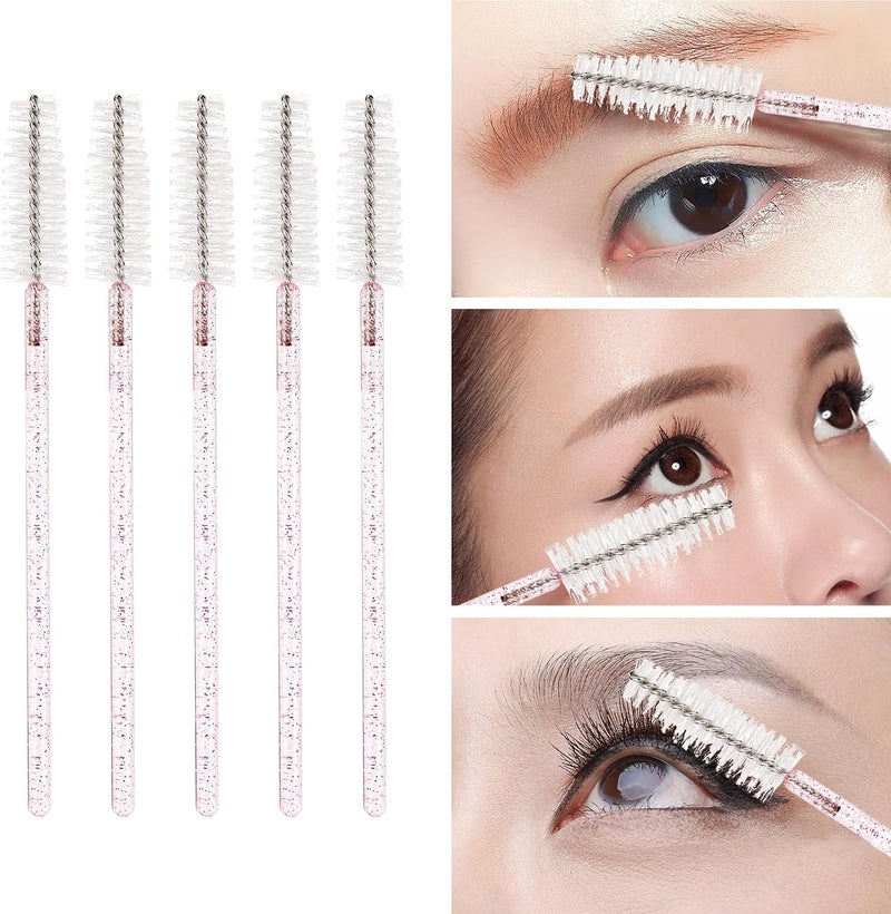 Tbestmax 500 Disposable Mascara Wands Eyelash Brush Spoolies for Eyebrow Eye Lash Extension (Pink, White) - Image 4