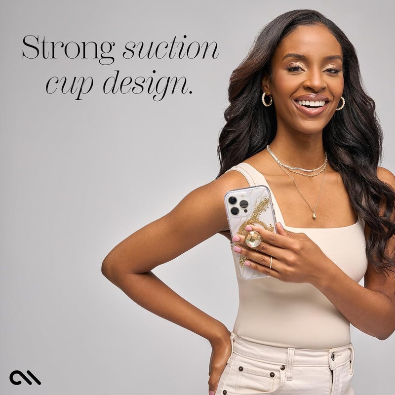 CASE-MATE Minis - Cell Phone Stand/Grip - Suction Cup Cell Phone Holder [Removable for Wireless Charging] for iPhones, Android Smartphones, Kindles & More - Champagne Crystal - Image 5