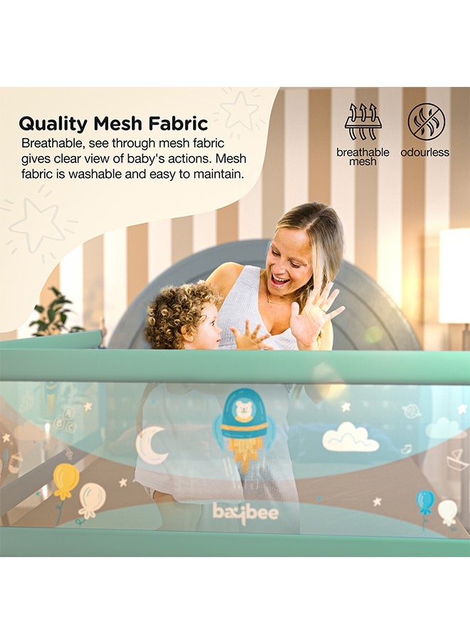 BAYBEE Baybee Bed Rail Guard Barrier for Baby Portable Safety Foldable Adjustable Height Falling Protector Fence Bedrail Single Side for Toddler 150 x 63cm (Pack of 2)  Green  - Image 5