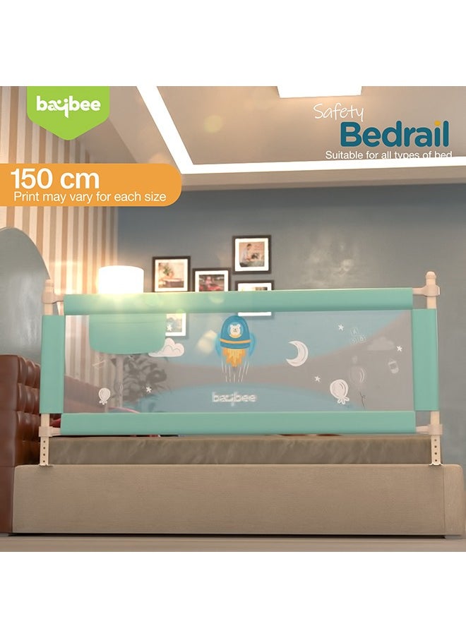 BAYBEE Baybee Bed Rail Guard Barrier for Baby Portable Safety Foldable Adjustable Height Falling Protector Fence Bedrail Single Side for Toddler 150 x 63cm (Pack of 2)  Green  - Image 2