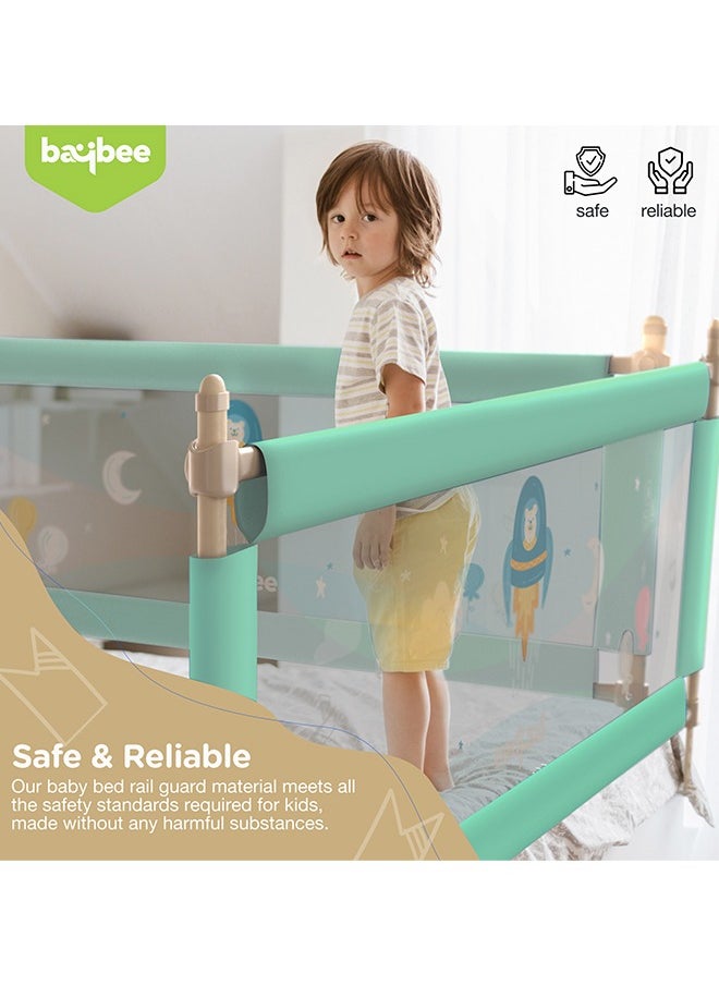 BAYBEE Baybee Bed Rail Guard Barrier for Baby Portable Safety Foldable Adjustable Height Falling Protector Fence Bedrail Single Side for Toddler 150 x 63cm (Pack of 2)  Green  - Image 3