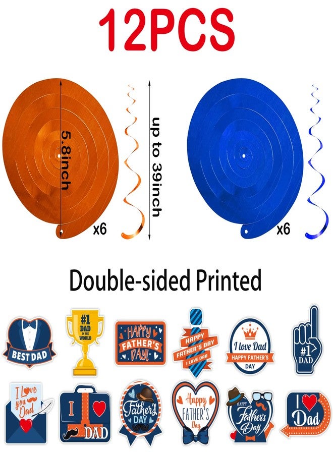 FSHANEE Happy Father’s Day Hanging Swirls Party Decorations - Father’s Day Party Cut-out Essential Decors - Happy Father’s Day Party Decoration Swirls - Set of 12 Counts - Image 3