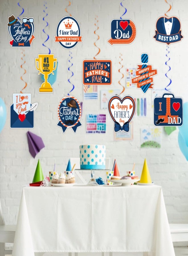 FSHANEE Happy Father’s Day Hanging Swirls Party Decorations - Father’s Day Party Cut-out Essential Decors - Happy Father’s Day Party Decoration Swirls - Set of 12 Counts - Image 5