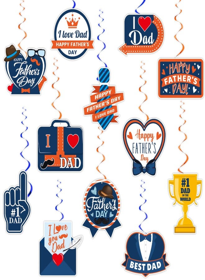 FSHANEE Happy Father’s Day Hanging Swirls Party Decorations - Father’s Day Party Cut-out Essential Decors - Happy Father’s Day Party Decoration Swirls - Set of 12 Counts - Image 1