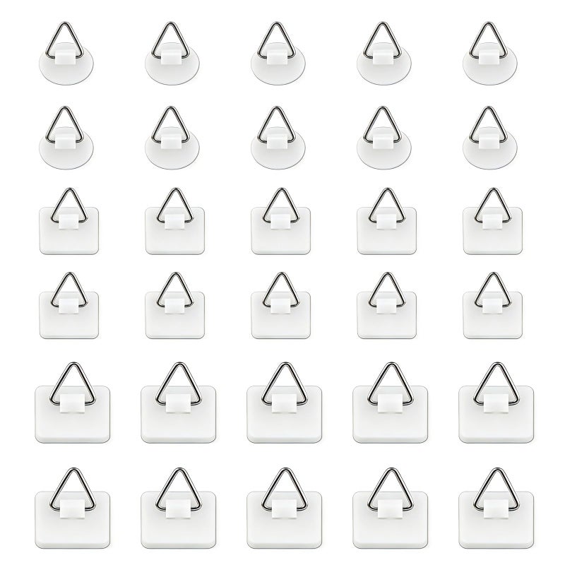 WBHLMZIR 30pcs Adhesive Plate Hangers Invisible Vertical Wall Art Display Holder,Picture Hangers Without Nails,Photo Fram Sticky Hanging Hooks,No Wall Damage (Max.load10kg) - Image 1