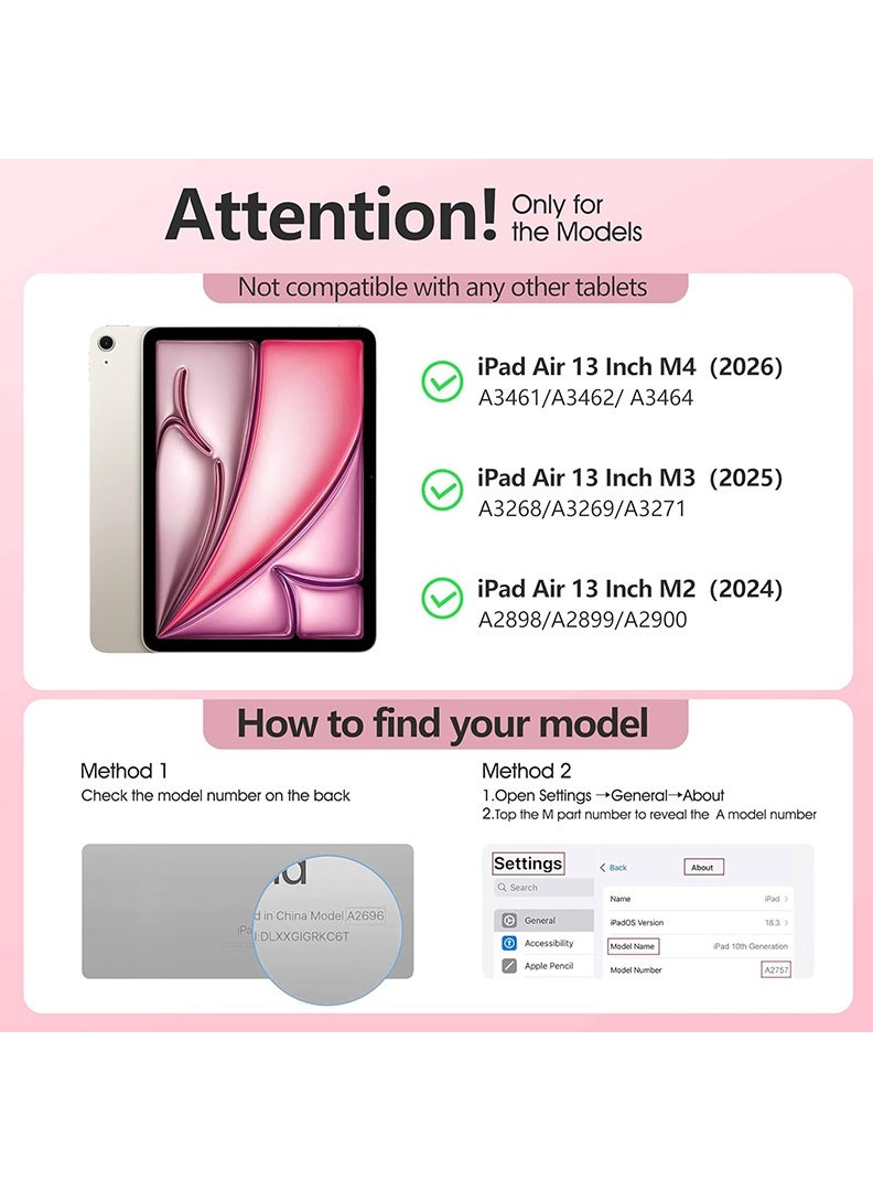 ثيودور جراب ذكي رفيع لجهاز iPad Air مقاس 13 بوصة (M4 2026/ M3 2025/ M2 2024)، غطاء ثلاثي الطي خفيف الوزن مع حامل قلم، ظهر من مادة TPU ناعمة، خاصية التشغيل/الإيقاف التلقائي، جراب واقٍ مقاوم للصدمات - أسود - Image 2