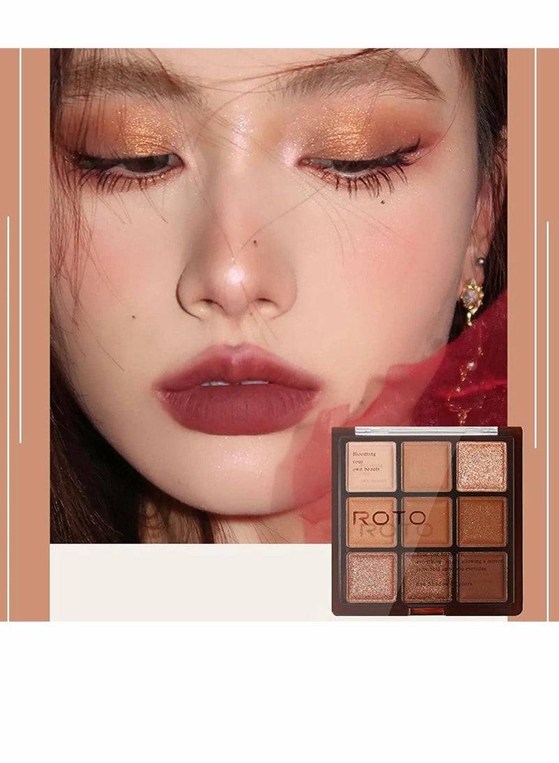 Eyeshadow Palette Chocolates 9 Colours Contour Palette Brown Eyeshadow Make Up Palettes Long Lasting Shimmer Matte Highly Pigmented Natural Look Travel Size Eye Shadows Palette For Women Girls - Image 5