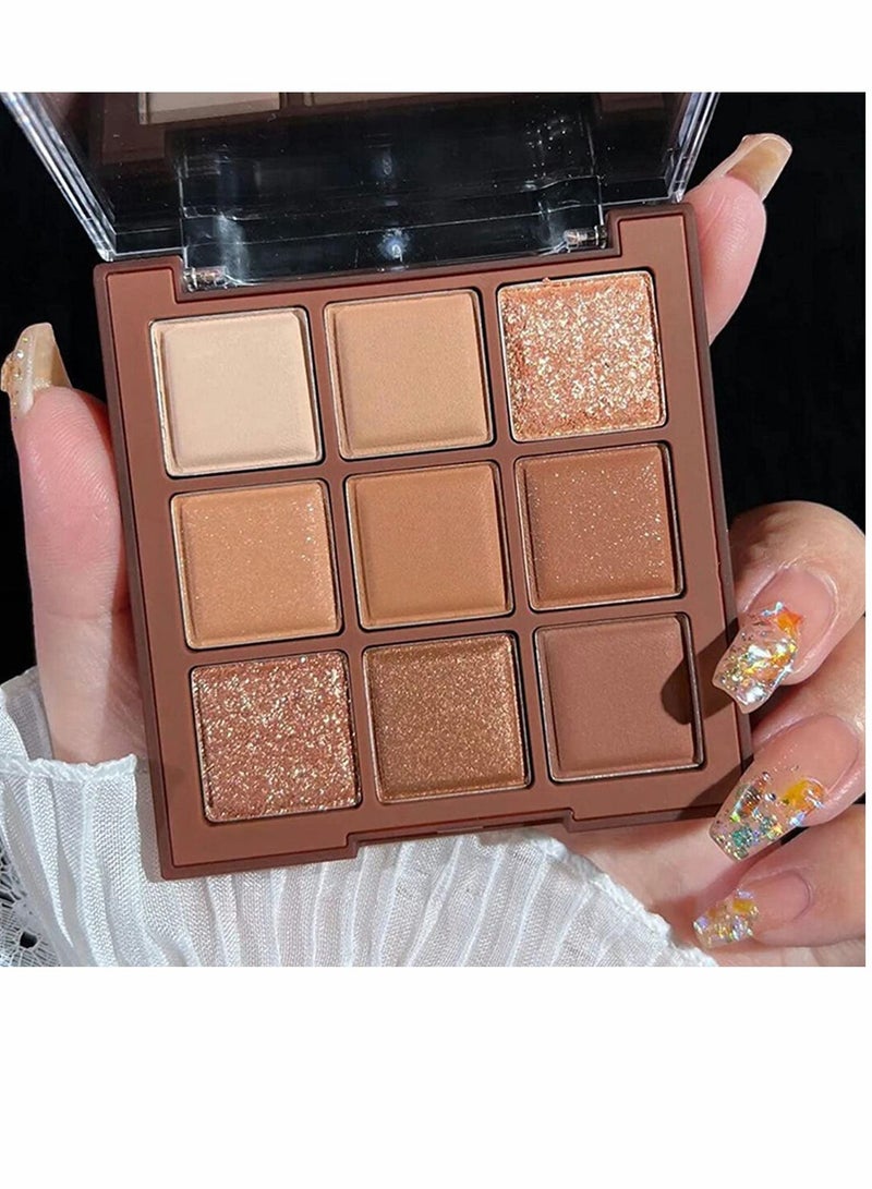 Eyeshadow Palette Chocolates 9 Colours Contour Palette Brown Eyeshadow Make Up Palettes Long Lasting Shimmer Matte Highly Pigmented Natural Look Travel Size Eye Shadows Palette For Women Girls - Image 1