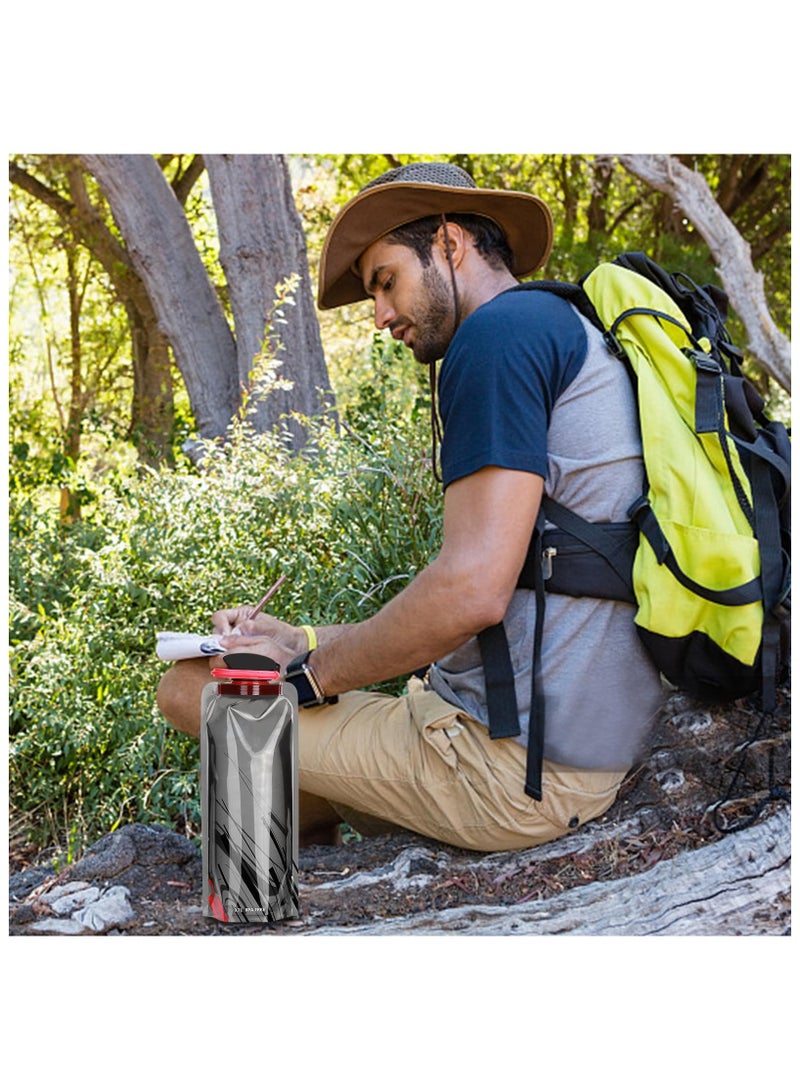 SYOSI (6 عبوات) زجاجة مياه كبيرة قابلة للطي بسعة 700 مل، زجاجة مياه محمولة قابلة للطي بالكامل للجري وركوب الدراجات والسفر والتخييم والمشي لمسافات طويلة والرياضات الخارجية والداخلية (أسود، أزرق، أبيض) - Image 5