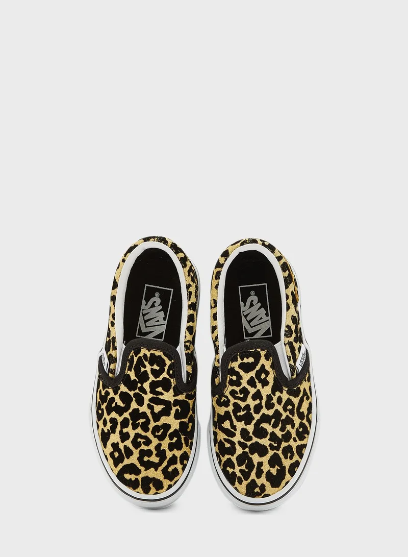 VANS Kids Flocked Leopard Classic Slip-Ons