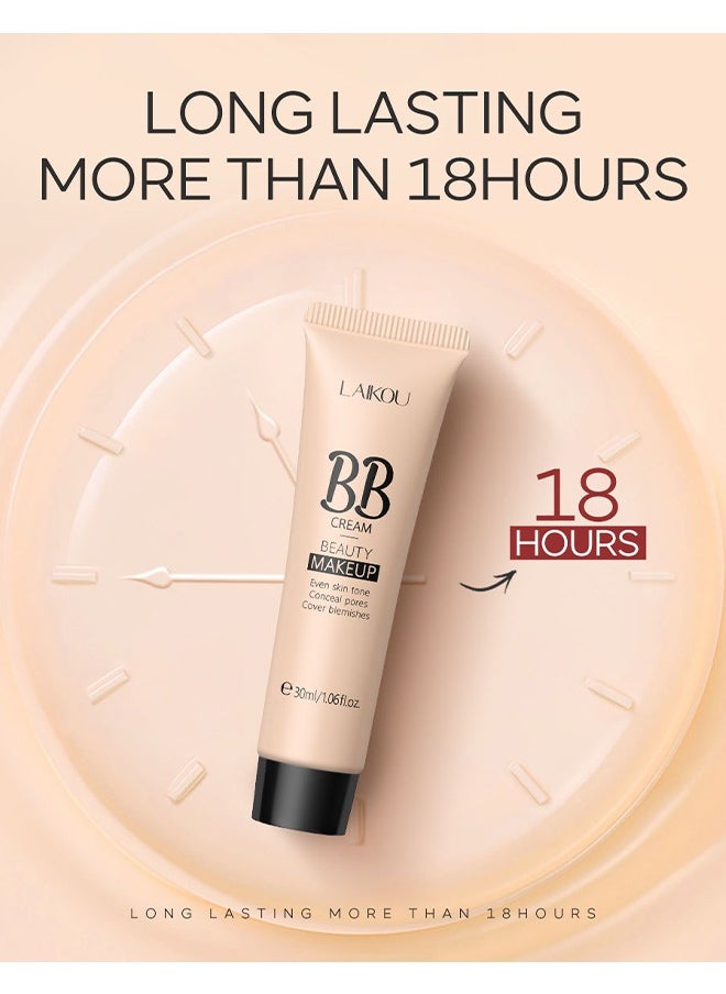 Laikou - Hydrating BB Cream, Classic Perfecting All-In-1 BB Cream, Full-Coverage Foundation And Concealer, Color Correcting Cream, Naturally Brighten Skin Tone, Evens Skin Tone, lvory - Image 1