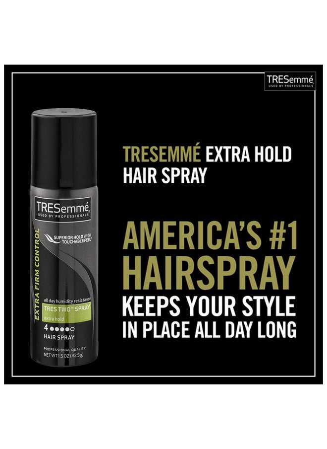 TRESemmé Tresemme Travel Size Hair Spray, 3 Pack, Tres Two Spray, Extra Hold Styling Hair Spray with All Day Humidity Resistance, Extra Firm Control Hairspray, 1.5 oz Each  - Image 4